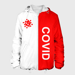 Куртка с капюшоном мужская COVID - ВИРУС, цвет: 3D-белый