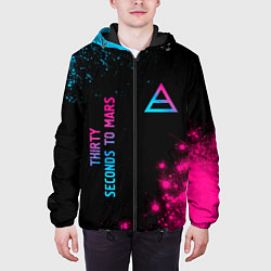 Куртка с капюшоном мужская Thirty Seconds to Mars Neon Gradient, цвет: 3D-черный — фото 2