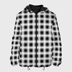 Куртка с капюшоном мужская Black and white tartan check, цвет: 3D-черный