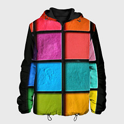 Куртка с капюшоном мужская Абстрактный набор красок-паттернов, цвет: 3D-черный