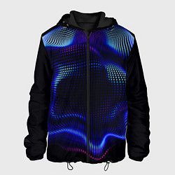 Куртка с капюшоном мужская Неоновый фрактал - абстракция, цвет: 3D-черный