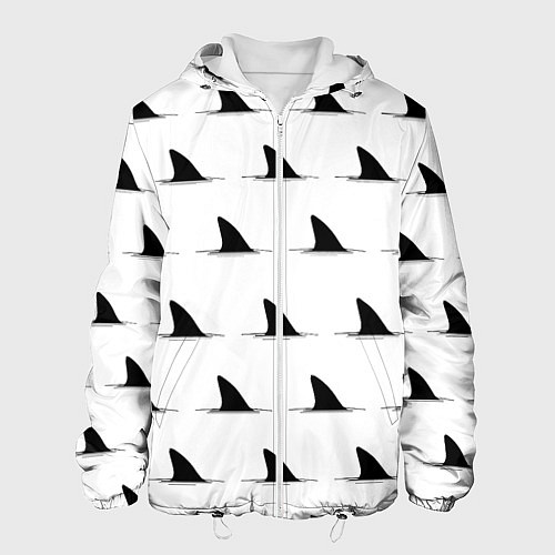 Мужская куртка Плавники акул - паттерн / 3D-Белый – фото 1