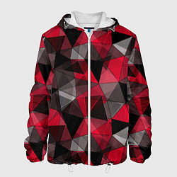 Куртка с капюшоном мужская Красно-серый геометрический, цвет: 3D-белый