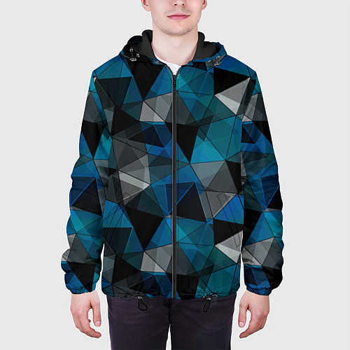 Мужская куртка Сине-черный геометрический / 3D-Черный – фото 3