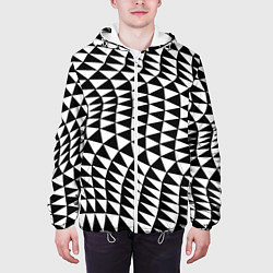 Куртка с капюшоном мужская Геометрический паттерн - минимализм, цвет: 3D-белый — фото 2