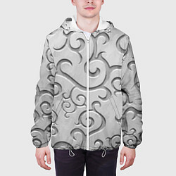 Куртка с капюшоном мужская Ажурный орнамент на поверхности металла, цвет: 3D-белый — фото 2