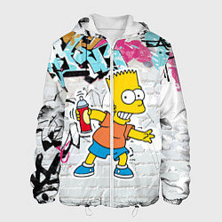 Куртка с капюшоном мужская Барт Симпсон на фоне стены с граффити, цвет: 3D-белый