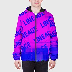 Куртка с капюшоном мужская Lineage glitch text effect: паттерн, цвет: 3D-черный — фото 2