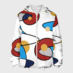 Куртка с капюшоном мужская Абстрактная композиция круги и спирали, цвет: 3D-белый