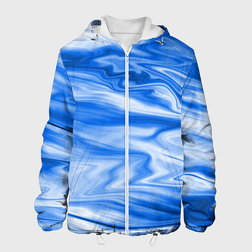 Мужская куртка Бело синий абстрактный фон Волны / 3D-Белый – фото 1
