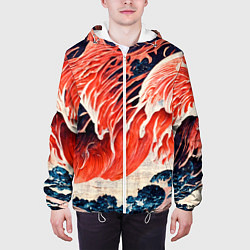 Куртка с капюшоном мужская Великая красная волна, цвет: 3D-белый — фото 2