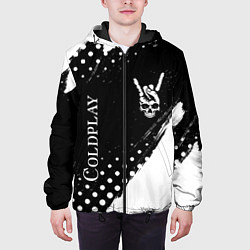 Куртка с капюшоном мужская Coldplay и рок символ на темном фоне, цвет: 3D-черный — фото 2