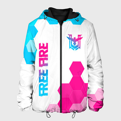 Мужская куртка Free Fire neon gradient style: символ и надпись ве / 3D-Черный – фото 1