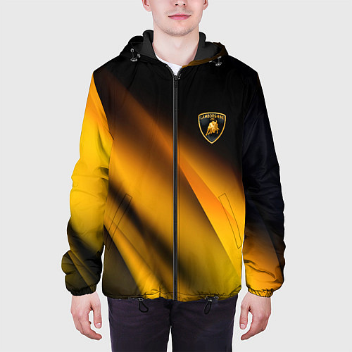 Мужская куртка Ламборгини - желтая абстракция / 3D-Черный – фото 3