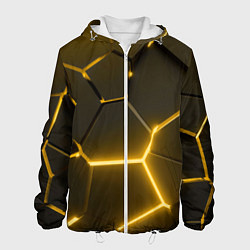 Куртка с капюшоном мужская Золотые неоновые геометрические плиты, цвет: 3D-белый