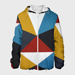 Куртка с капюшоном мужская Абстрактный набор разноцветных геометрических фигу, цвет: 3D-белый