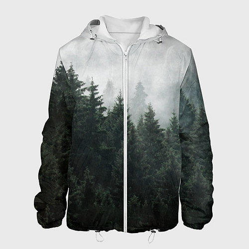 Мужская куртка Туманный хвойный лес / 3D-Белый – фото 1