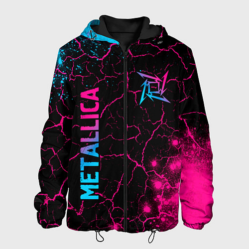 Мужская куртка Metallica - neon gradient: символ и надпись вертик / 3D-Черный – фото 1
