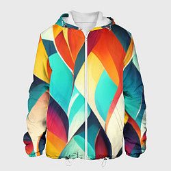 Куртка с капюшоном мужская Красивые многоцветные узоры, цвет: 3D-белый