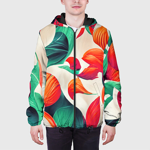 Мужская куртка Элегантный цветочный орнамент / 3D-Черный – фото 3