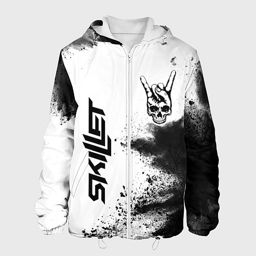 Мужская куртка Skillet и рок символ на светлом фоне / 3D-Белый – фото 1