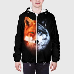 Куртка с капюшоном мужская Волк и Лисица, цвет: 3D-белый — фото 2