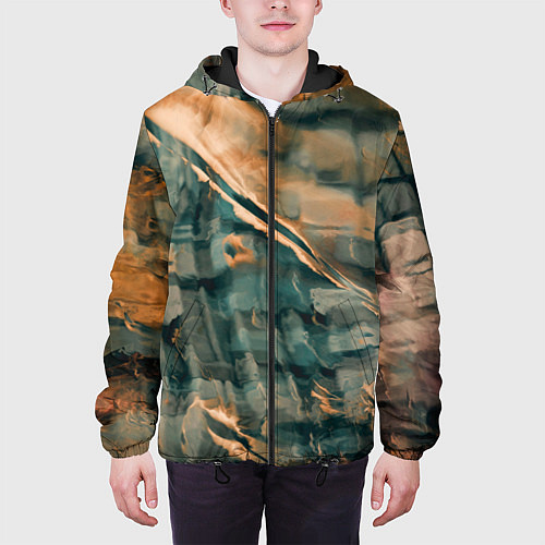Мужская куртка Абстрактное множество красок и разломов на поверхн / 3D-Черный – фото 3
