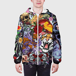 Куртка с капюшоном мужская Рисунок в стиле tatoo, цвет: 3D-белый — фото 2