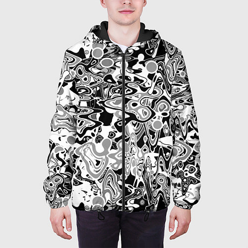 Мужская куртка Черно-белый абстрактный паттерн / 3D-Черный – фото 3