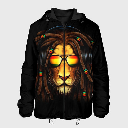 Мужская куртка Лев в наушниках с дредами / 3D-Черный – фото 1