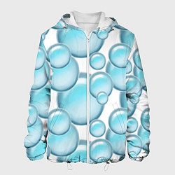 Куртка с капюшоном мужская Стеклянные голубые шарики марблс, цвет: 3D-белый