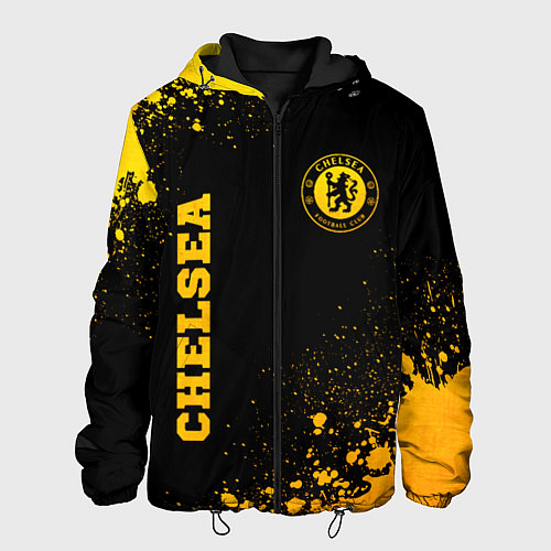 Мужская куртка Chelsea - gold gradient: символ и надпись вертикал / 3D-Черный – фото 1
