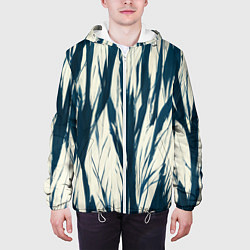 Куртка с капюшоном мужская Синие рваные полосы, цвет: 3D-белый — фото 2