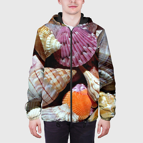 Мужская куртка Композиция из океанских ракушек / 3D-Черный – фото 3