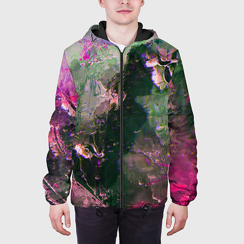 Мужская куртка Абстрактные краски и силуэты / 3D-Черный – фото 3