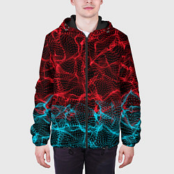 Куртка с капюшоном мужская Двухцветная абстракция, цвет: 3D-черный — фото 2