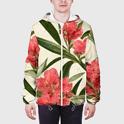 Куртка с капюшоном мужская Олеандр Элегантные цветы, цвет: 3D-белый — фото 2
