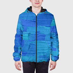 Куртка с капюшоном мужская Синие мазки краски, цвет: 3D-черный — фото 2