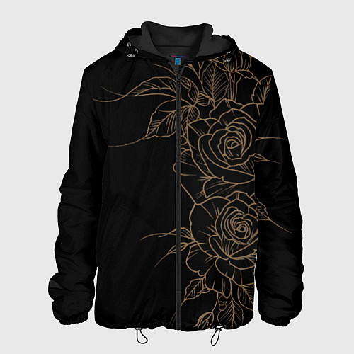 Мужская куртка Элегантные розы на черном фоне / 3D-Черный – фото 1