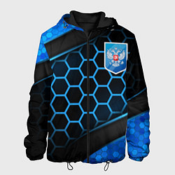 Куртка с капюшоном мужская Объемные соты - герб России, цвет: 3D-черный
