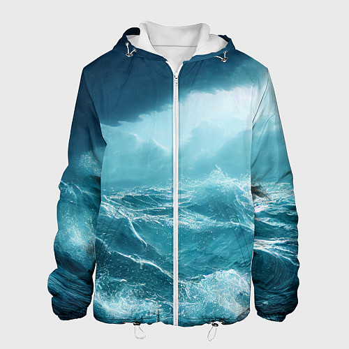 Мужская куртка Буря в море / 3D-Белый – фото 1