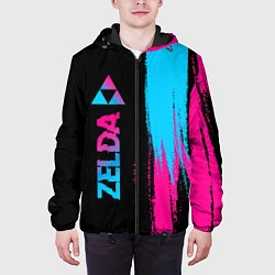 Куртка с капюшоном мужская Zelda - neon gradient: по-вертикали, цвет: 3D-черный — фото 2