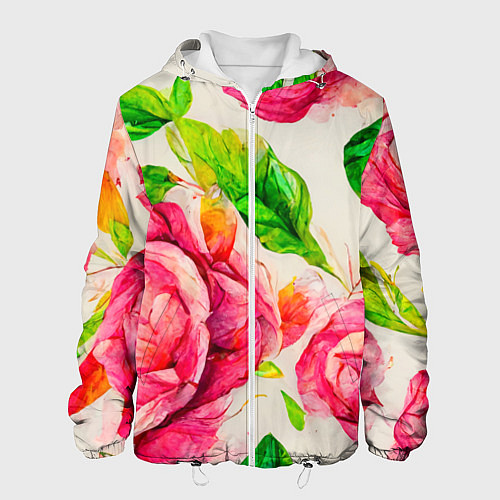 Мужская куртка Яркие выразительные розы / 3D-Белый – фото 1
