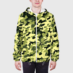 Куртка с капюшоном мужская Камуфляж Зеленые листья, цвет: 3D-белый — фото 2
