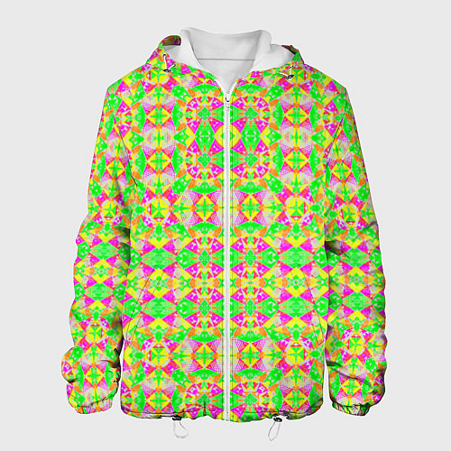 Мужская куртка Желтый, зеленый, малиновый калейдоскопический неон / 3D-Белый – фото 1