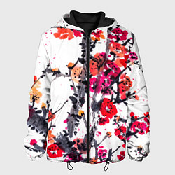 Куртка с капюшоном мужская Живописная ветка сакуры, цвет: 3D-черный