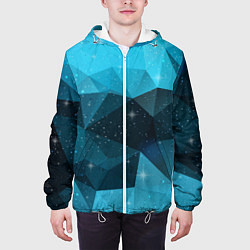 Куртка с капюшоном мужская Полигональный космос, цвет: 3D-белый — фото 2