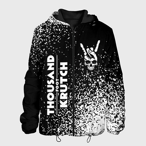 Мужская куртка Thousand Foot Krutch и рок символ на темном фоне / 3D-Черный – фото 1