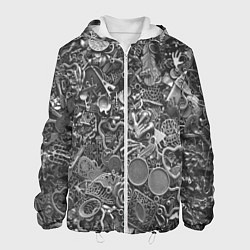 Куртка с капюшоном мужская Металлические предметы, цвет: 3D-белый