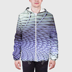 Куртка с капюшоном мужская Ребристая абстрактная поверхность, цвет: 3D-белый — фото 2